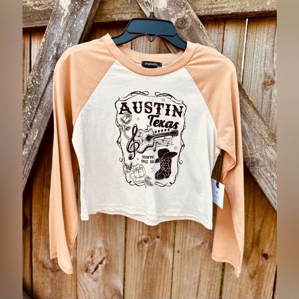 NWT Cute Cowgirl Austin TX Crop Top Girls Size XL (10)